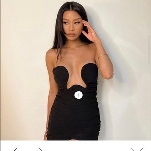 Leau London Mesh Mini Dress with extreme plunge wire front bustier